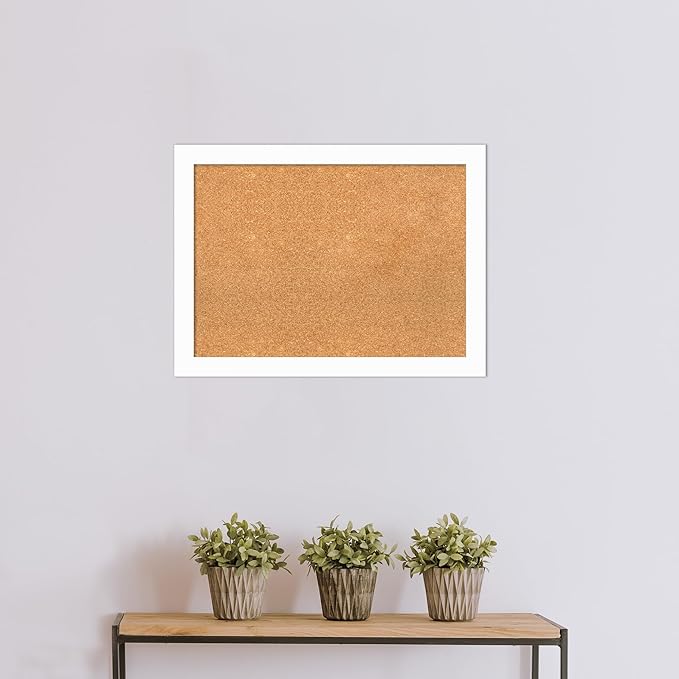 Amanti Art Natural Cork Board for Wall, 23x31 Vision Board with White Frame, Medium Corkboard Office Decor for Home Organization, Casual Corkboard Pinboard to Display Items for Home Organization in