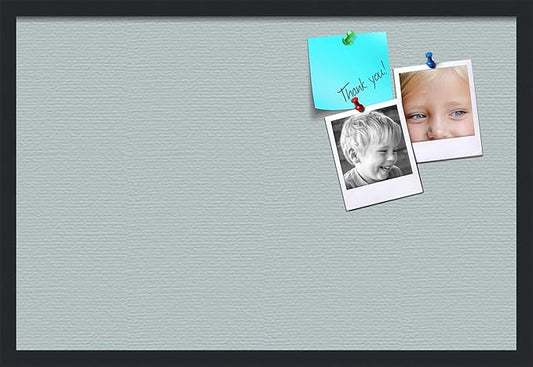 PinPix 30x20 Inch Cork Bulletin Board. This Decorative Framed Pin Board Comes with Soft Blue Design and a Satin Black Frame. Ideal for Home Office Decor or Message Board (PinPix-1814)