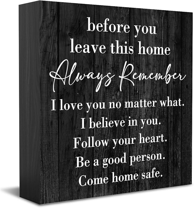 HTBIG Inspirational Home Farmhouse Desk Decor Wooden Box Sign Always Remember You are Braver Than You Think Rustic Black Wood Block Plaque Box Sign for Women Family Friends Shelf Table Decor