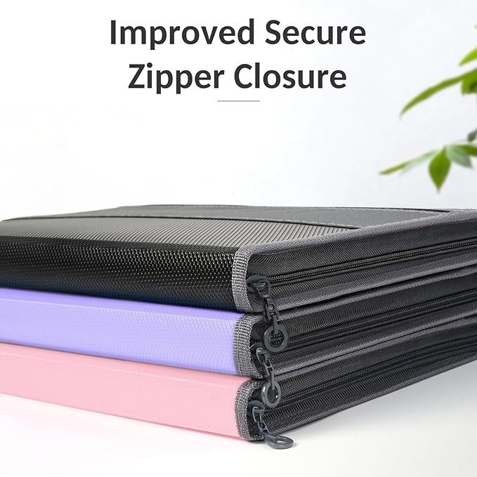 Sooez Accordion File Organizer with Safe Zipper, 8 Pocket Expanding File Folder with Front Pencil Pouch, Portable Monthly Paper Bill Tax Receipt Organizer, School Office Supplies, Letter Size, Black