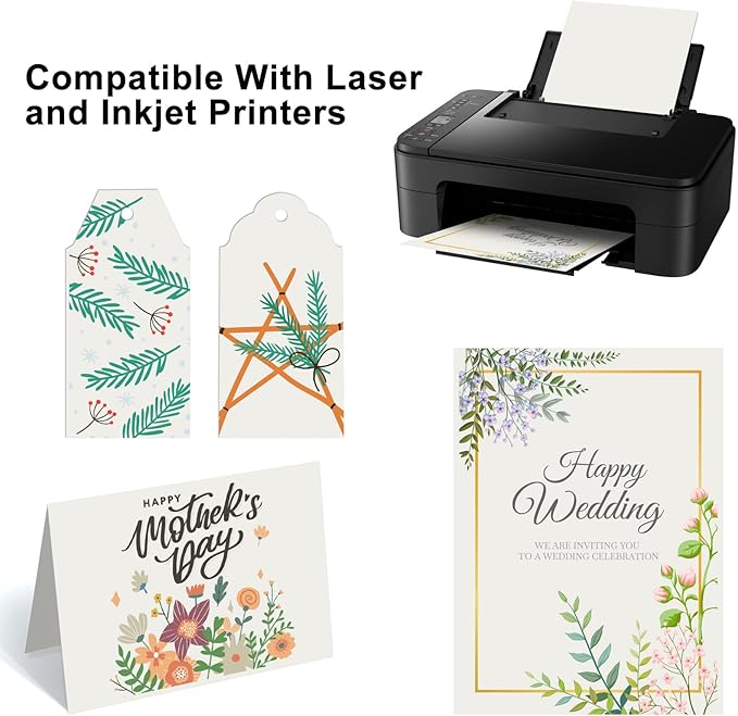 OcePor 100 Sheets Cream Cardstock Paper, Colored Printer Paper 8.5 x 11, Card Stock Thick Construction for Craft,Scrapbook，Office Printing, Invitations, Certificates，92 lb/250gsm