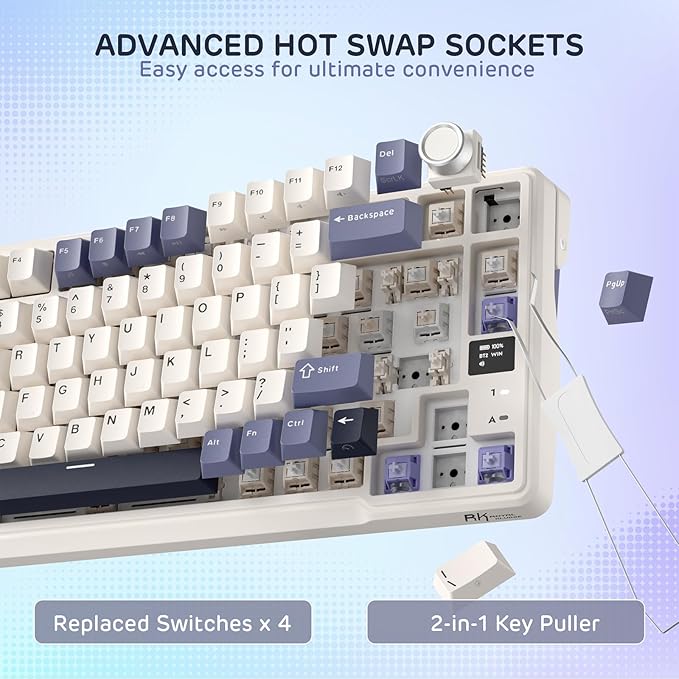 RK ROYAL KLUDGE L98 Wireless Mechanical Keyboard w/Left-Handed Southpaw Design Numpad & Hot Swappable Knob, Tri-Mode 95% Keyboard BT/2.4G/USB-C, Pro Software, Gasket Mount, Massive 8000mAh Battery