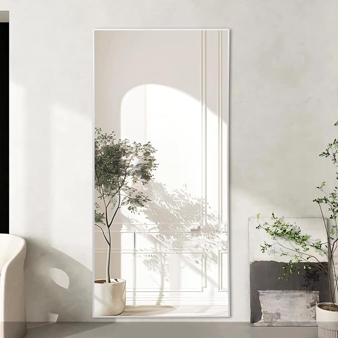 MELOMOIR 71"x32" Silver Mirror Full Length, Free Standing Mirror Leaning or Hanging, Silver Floor Mirror for Bedroom Living Room Home Gym Cloakroom, Thin Aluminum Frame, Tempered Glass, Silver