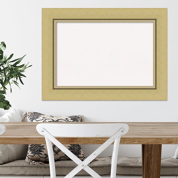 Amanti Art White Cork Board for Wall, 22x30 Vision Board with Gold Frame, Medium Corkboard Office Decor for Home Organization, Casual Corkboard Pinboard to Display Items for Home Organization in