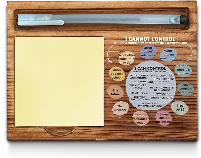 Mental Health Things I Can Control Sticky Note Holder, Mindfulness Therapy Office Gift for Women, Coworker, Friends, Positivity Recovery Self Care Encourage Gift Self-Stick Note Pad Holders WPP29