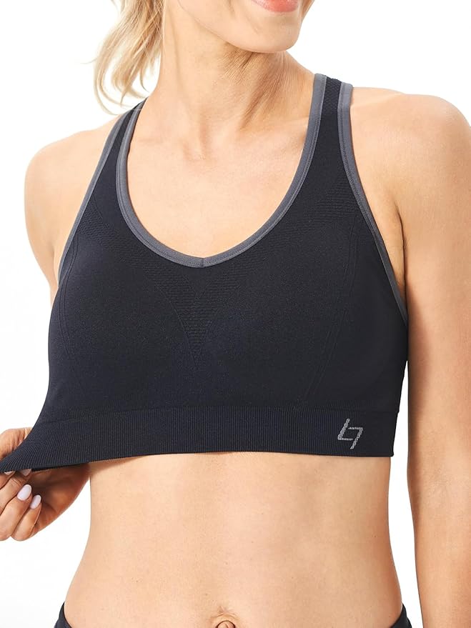 FITTIN Racerback Sports Bras for Women - Padded Seamless Support Bra for Yoga Gym Workout Fitness