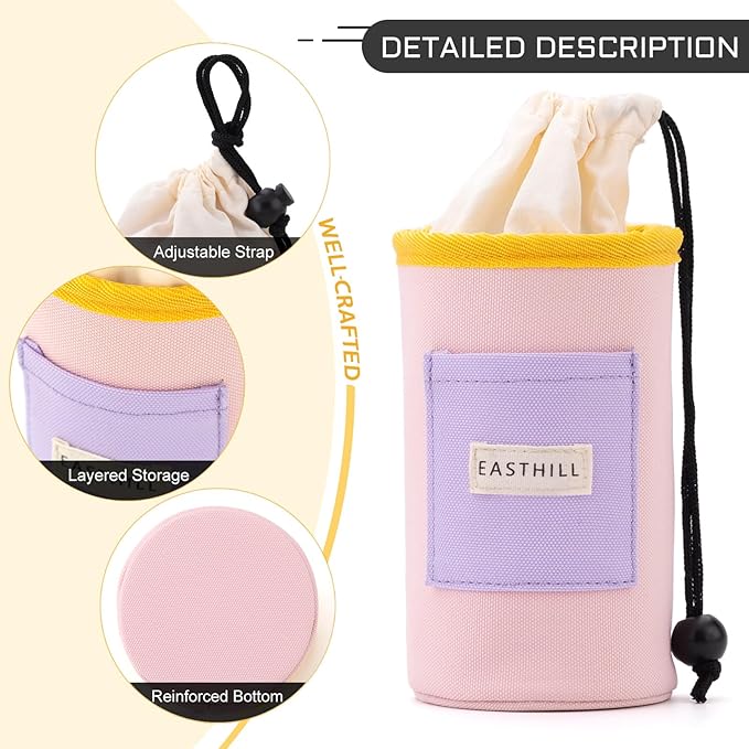 EASTHILL Desk Organizer Pencil Holders Pen Case Pouch for Girls Home School and Office Supplies-Pink