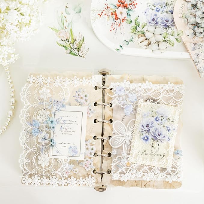 Floral Branch PET Stickers Set, 120PCS Botanical Flower Stickers for Scrapbooking, Journaling, DIY Crafts, and Art Supplies