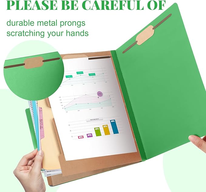 Skyygemm 24 Pcs Classification Folders Letter Size, 2 Pocket Dividers Pressboard File Folder with Fasteners, Expanding File Organizer Bulk for Teachers, Clergy, Office, Church, Christmas (Green)