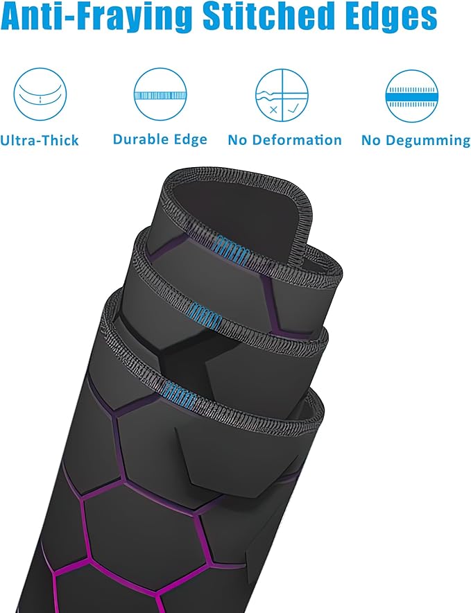 Grid with Purple Light Large Gaming Mouse Pad,Waterproof Desk Mat for Desktop,Non-Slip Rubber Base Mousepad with Stitched Edges for Laptop Office and Home 35.4X15.7 Inch