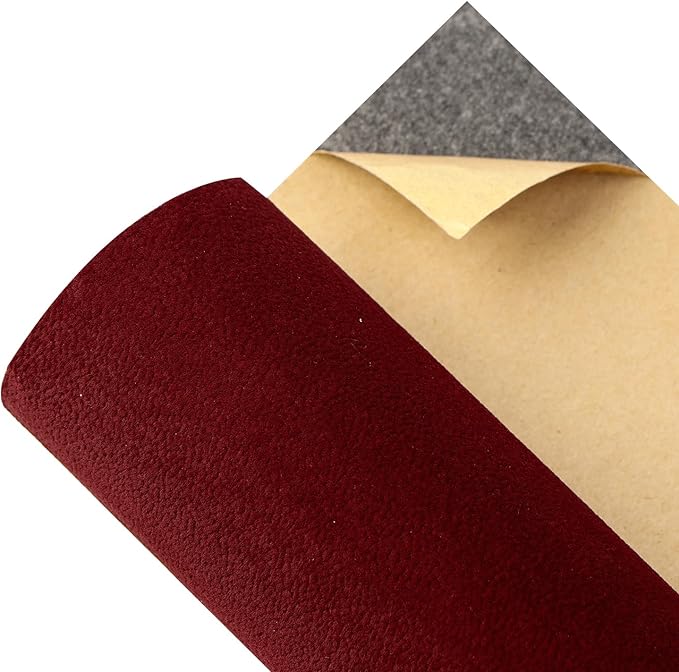 Self Adhesive Grain Velvet Flocking Self Adhesive Felt Fabric, Peel and Stick Velvet Wallpaper Soft Velvet Drawer Liner Velvet Lining for Jewelry Drawer Box Dresser Cabinets Shelve 14.1" x 117"