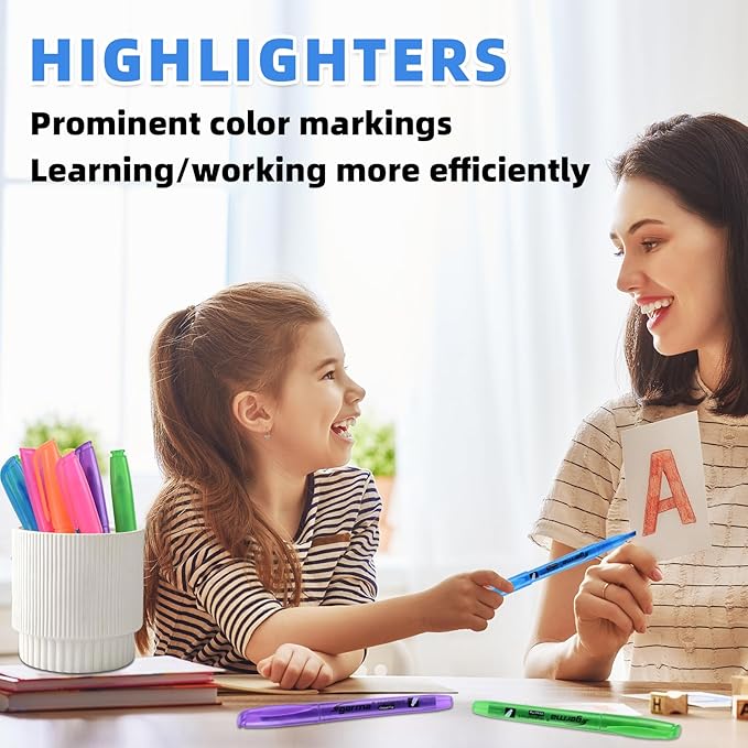 Assorted Colors Fluorescent Highlighters, 36 Pack, Chisel Tip Colored Highlighter Bulk, Quickly Drying, Perfect for Students Kids Adults Classroom, School, Office, Bible Study