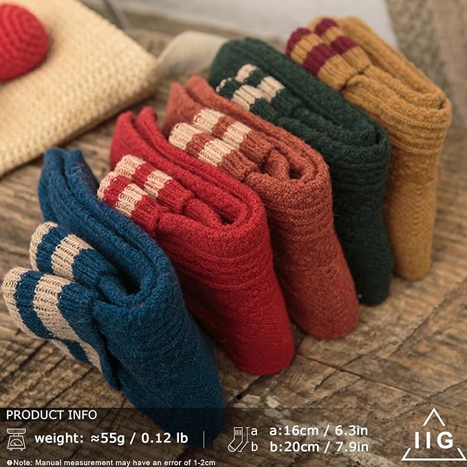 IIG Cute Warm Wool Socks for Women Super Cozy Thick Crew Winter Socks Gifts, 5 Pairs