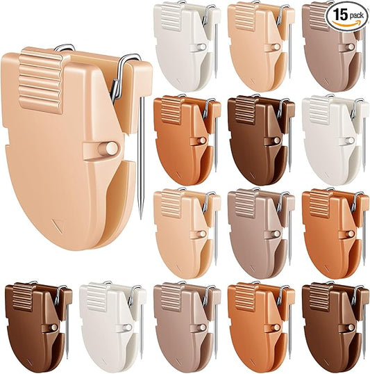 15 Pcs Cubicle Clips Fabric Panel Cubicle Accessories Fabric Partition Panel Wall Clip Office Photos Wall for Notes Memos Standard Size, 40-Sheet Capacity (Brown)