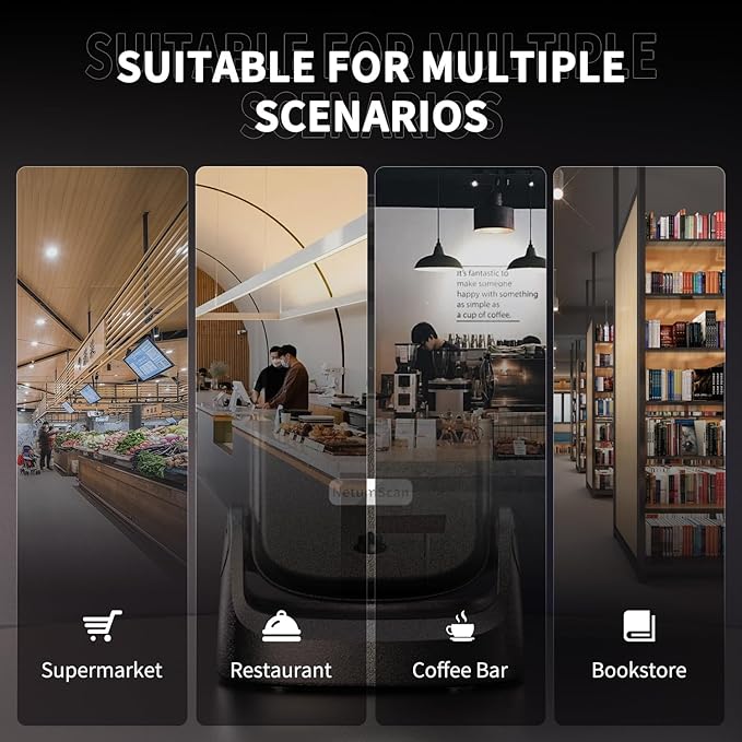 NetumScan Automatic Hands-Free Barcode Scanner - 1D/2D Desktop USB Wired Scanner for Retail Store, Warehouse, Supermarket, POS System, Checkout Counter (Windows/Mac/Linux)