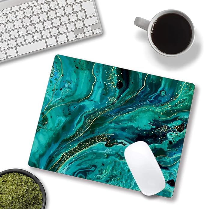 Hokafenle Mouse Pad, Green Marble Mouse Pad Non-Slip Rubber Base Gaming MousePads for Computers Laptop Office, Cute Mouse Pads with Designs for Women, 9.5"x7.9"x0.12" Inch