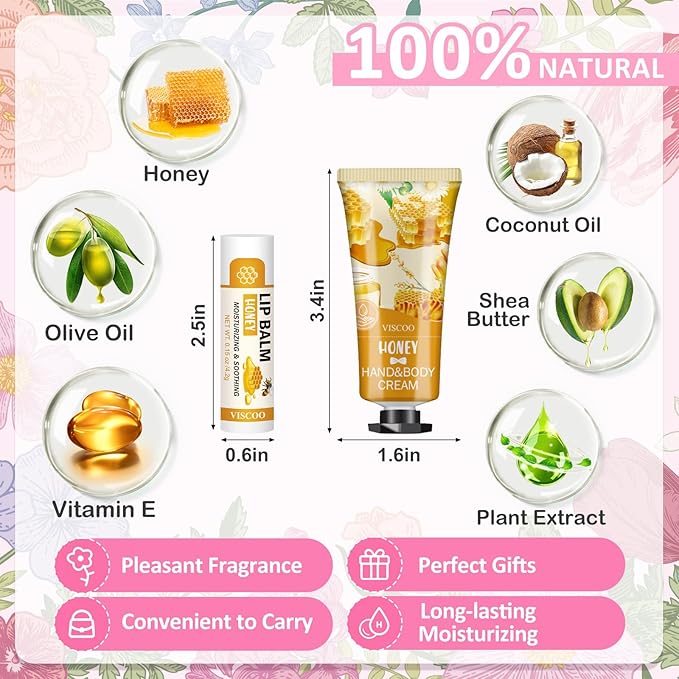 16 Pack Bulk Gifts, Lip Balm and Hand Cream Set, Stocking Stuffers for Women Teengirls, Christmas Gifts,Bridesmaid Gifts for Guests with Thank You Card Organza Bags,Thank You Gifts,Small Gifts