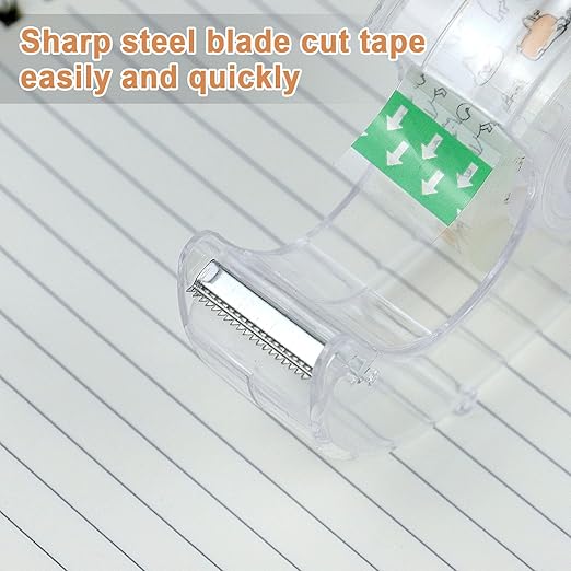 BOMEI PACK Office Transparent Tape with Dispenser, 16PACK Clear Refill Rolls Gift Wrap Tape Dispenser, 3/4in x 1000in