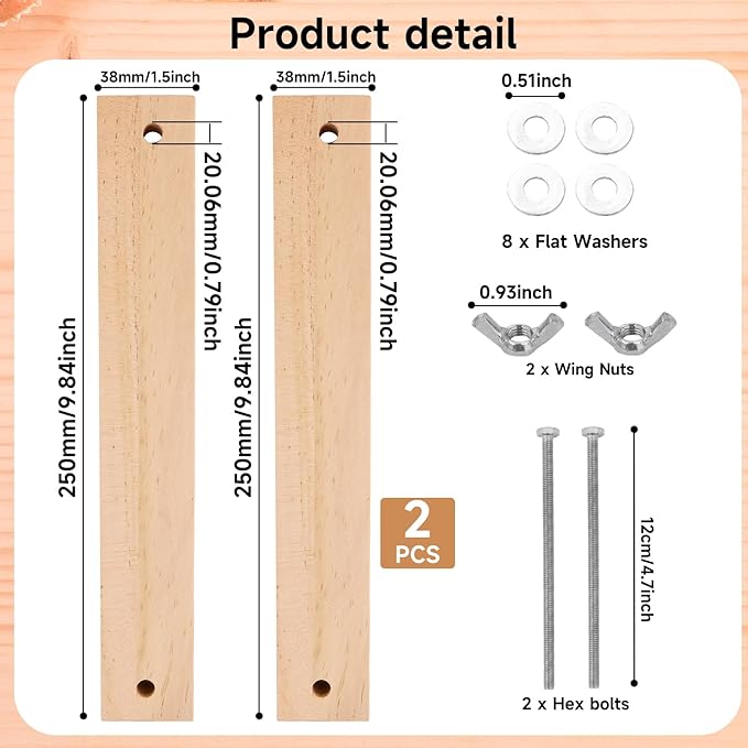 GeryVtee Wooden Bookbinding Press 9.8x1.5inch Large Book Binding Tool Inch Flat Paper Press Machine Padding Press for Home, School, Office DIY Bookbinding