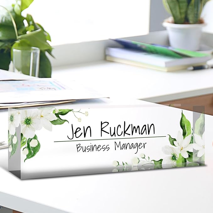 Desk Name Plate Personalized, Custom Name Plate for Desk, Acrylic Desktop Accessories, Office Gift & Decor for Women Men, Teacher Nurse Boss Employee Appreciation Gifts