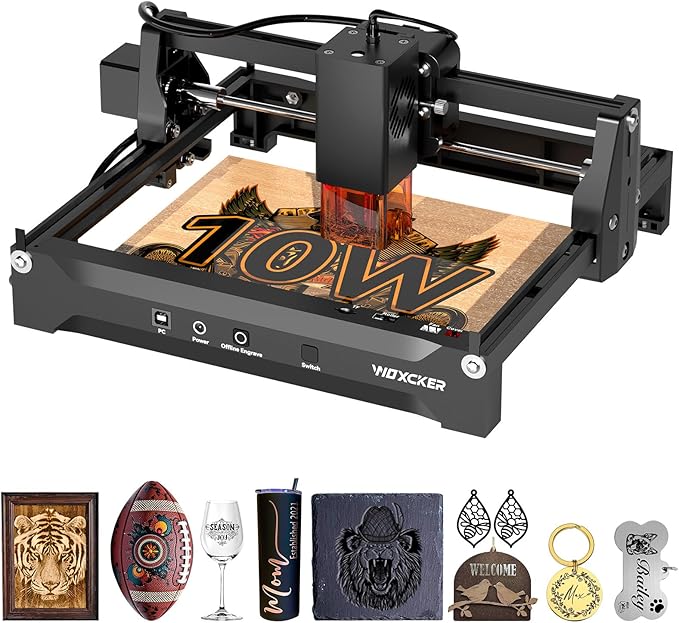 Laser Cutter and Engraver Machine, Woxcker L2 Mini 10W High-Precision No Need Installation for Metal, Wood, Acrylic, Leather, Glass Support Expansion Module (Class 1 Output Wattage: 10000 mW)