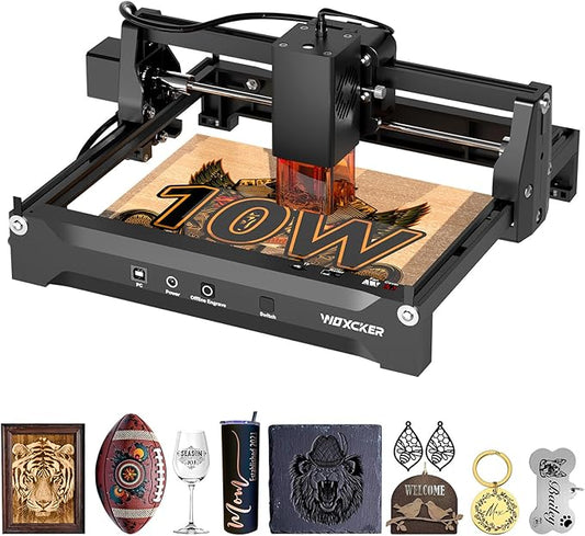 Laser Cutter and Engraver Machine, Woxcker L2 Mini 10W High-Precision No Need Installation for Metal, Wood, Acrylic, Leather, Glass Support Expansion Module (Class 1 Output Wattage: 10000 mW)
