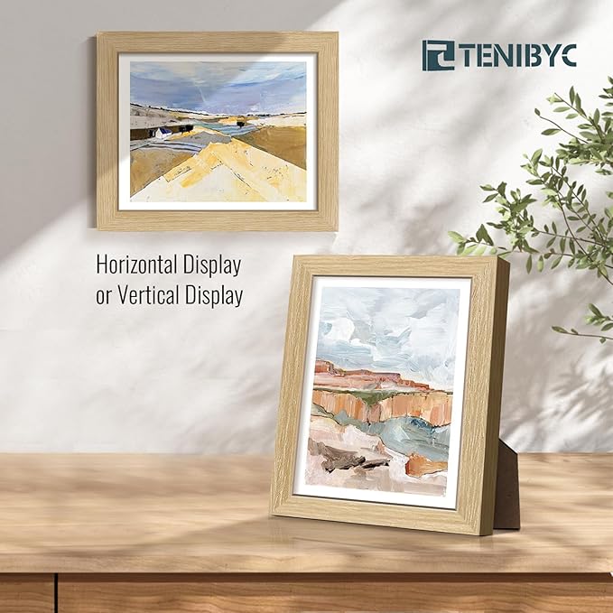 8x10 Picture Frame 3 Pack, Natural Oak Wooden Frame, HD Tempered Glass, 8 by 10 Photo Frame for Tabletop