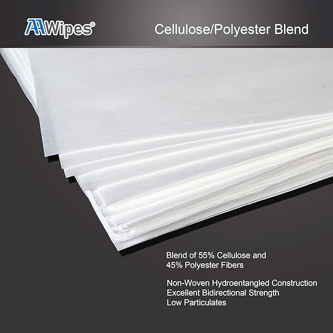 AAwipes Cleanroom Cellulose/Polyester Wipes Bulk, (6"x6", 1 Box 9,000 Pcs per 30 Bags, NW06806) Lint Free Nonwoven Polycellulose for Lab, Electronics, Pharmaceutics, Electronics