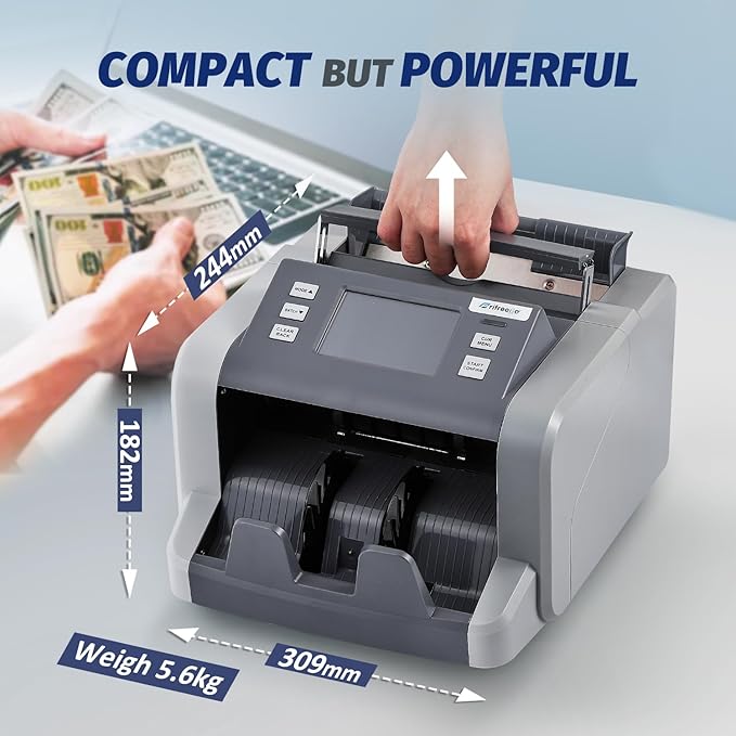 Money Counter Machine Mixed Denomination with Value Count, Touch Screen with 5 Currencies Suitable, MT/UV/MG/IR Counterfeit Bill Detection, 6 Modes Available Cash Counter with LCD Display