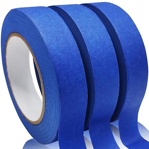 Masking Master Tape - Blue Paint Tape for Multi-Purpose Painting & Decoration (0.94in x 180.3yd, 3 Rolls) - No Residue, Easy Removal