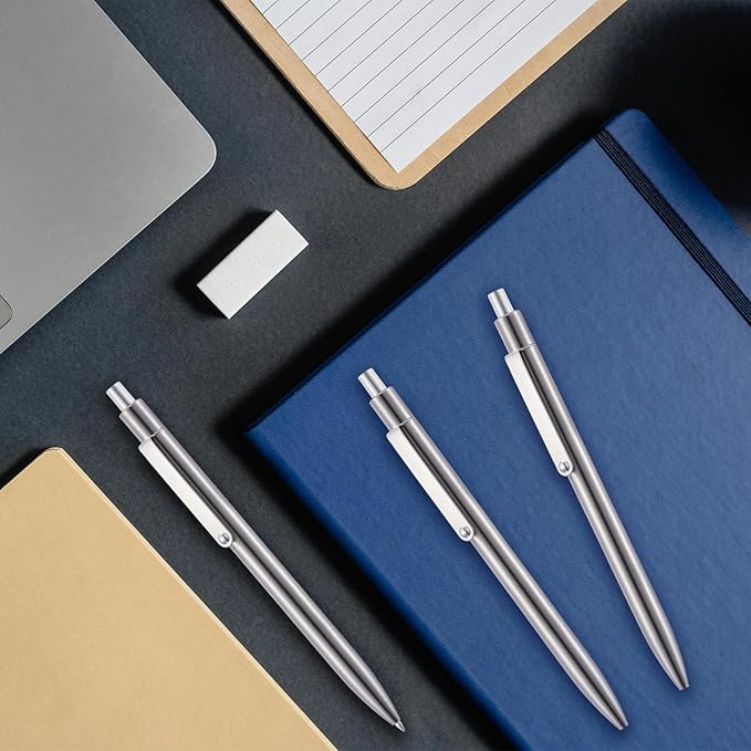 LINFANC 5 Pcs Gel Pens Ballpoint, Metal Barrel Medium Point 0.7 mm Quick Dry Black Ink Cute Pens for Journaling, Smooth Writing Gel Pen, Cute School Supplies Office Supplies Gifts for Men