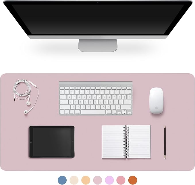 Leather Desk Pad Protector,Non-Slip Desk Pad,on-Slip PU Leather Large Mouse Pad,Easy Clean Desk Protecor Mat,Writing Pad for Office Work/Home/Decor(Grayish Lavender, 31.5" x 15.7")