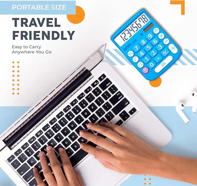 CATIGA Desktop Calculator 8 Digit with Solar Power and LCD Display, Big Buttons, for Home, Office, School, Class and Business, 4 Function Small Basic Calculators for Desk, CD-8185