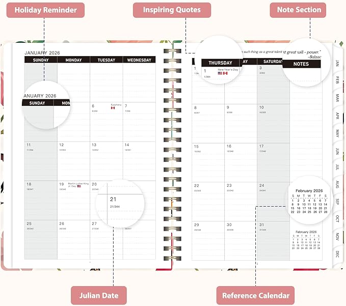 2026 Planner, Weekly and Monthly Calendar Planner Agenda, Jan 2026 - Dec 2026, Planning Academic Book, Office Desk Accessories and School Supplies - A5 (6.3'' x 8.5'')