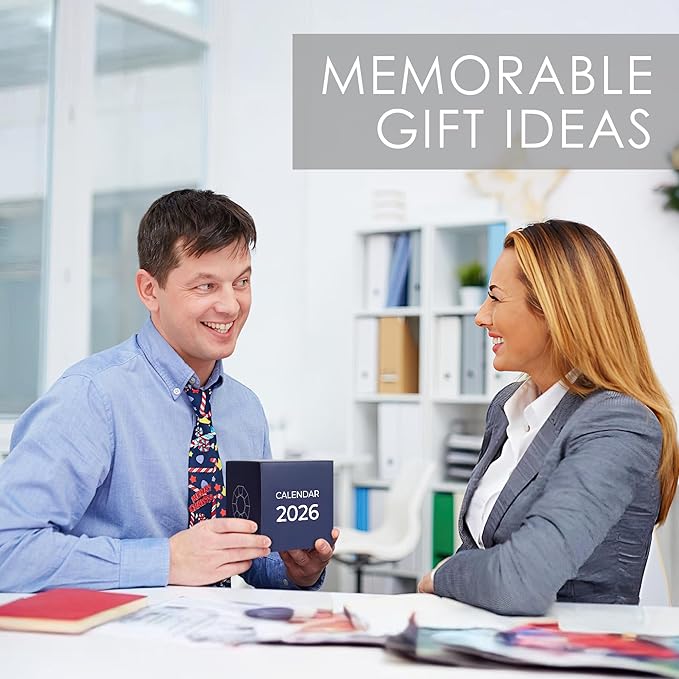 2026 Desk Calendar Wood Dodecahedron, DnD Gifts for Men, Funny Office Gifts for Coworkers, Unique Mens Desk Accessories, Christmas Gift Ideas for Boss Male, Employee, White Elephant Exchange