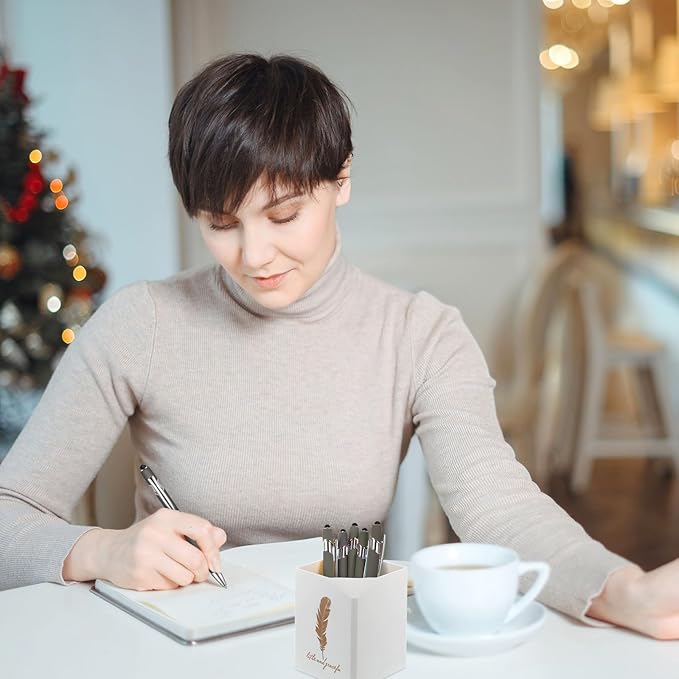 Zonon 38 Pieces Rubberized Ballpoint Pen with Stylus Tip Stylish Metal Pen Capacitive Styli with Soft Rubberized Grip, Black Ink for Most Devices(Gray)