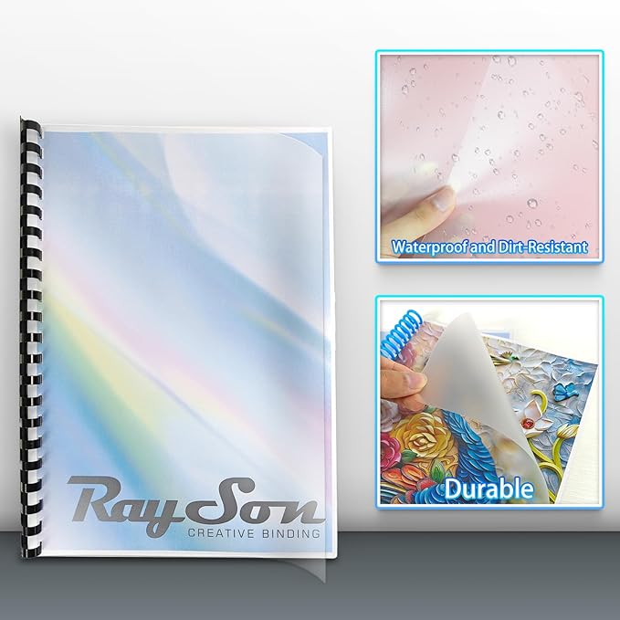 Rayson Frosted Binding Covers - 10 mil Polypropylene (PP) Matte Finish, 8.5" × 11", Durable Un-Punched Plastic Binding Covers, 100/Pack (PP25100MT)
