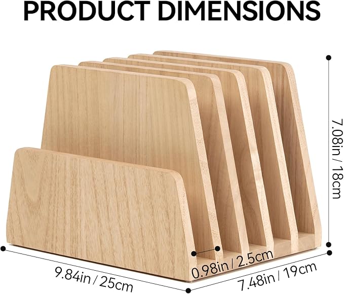 KIRIGEN Desktop File Document Holder Stand 5 Slots Mail Paper Organizer Desk Sorter Holder for File Document Organizer Stand for Home Office (5KWJJ-NA)