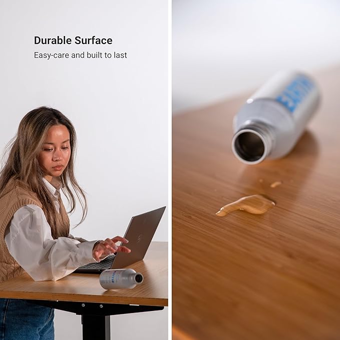 Progressive Desk Stand Up Adjustable Height Electric Standing Desk - 72" x 30" Dual Motor Table for Computer Home Office Workstation - Gray Frame, Bright Beech