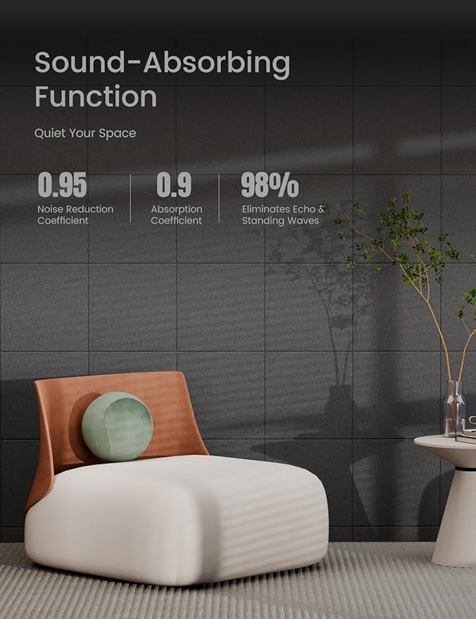 Bumusty Large Cork Board 47"x35" Alternative - 12 Pack Felt Wall Tiles with 70 Safe Removable Adhesive Tabs, 30 Pushpins, Cork Boards for Walls Pin Board Bulletin Board Office Decor (Charcoal Gray)