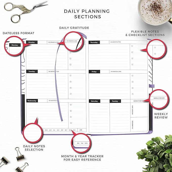 Smart Academic Planner - A5 Size 8.6 x 5.7 inches - Undated Daily Planner for School - Daily, Weekly, and Monthly Scheduling - Student Planner for Maximizing Focus and Productivity (Lavender)