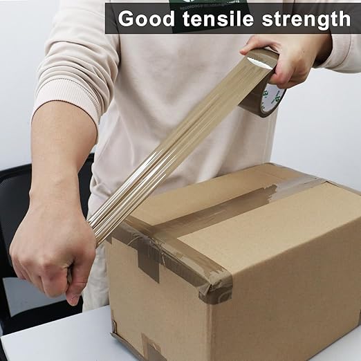 BOMEI PACK Brown Packing Tape Refills, Heavy Duty 12Rolls with 1 Dispenser for Packaging, Shipping and Moving, 2.6Mil 1.88 Inch x 60 Yard