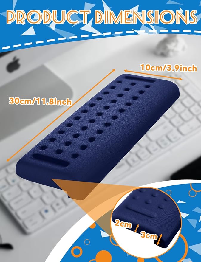 L-Shaped Ergonomic Keyboard Wrist Rest, Wrist Rest for Mouse, Wrist Pad Computer Wrist Support Designed Specifically for Comfortable Typing and Pain Relief, for Computer,Gaming, Office (Blue)