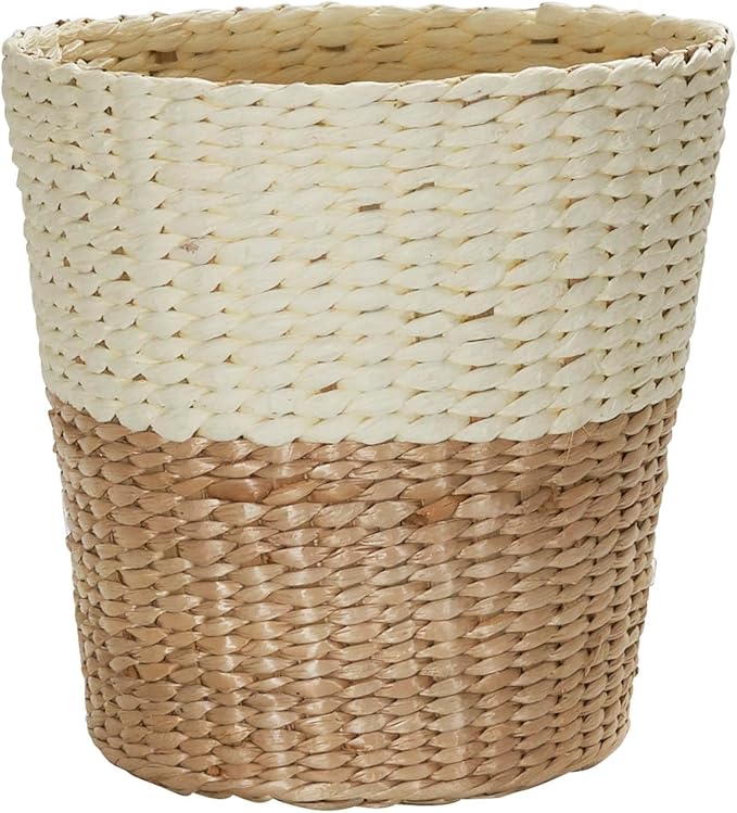 Household Essentials 2-Tone Woven Waste Basket, HandWoven Paper Rope Basket, Sturdy and Flexible, Great for the Bathroom, Office or Bedroom