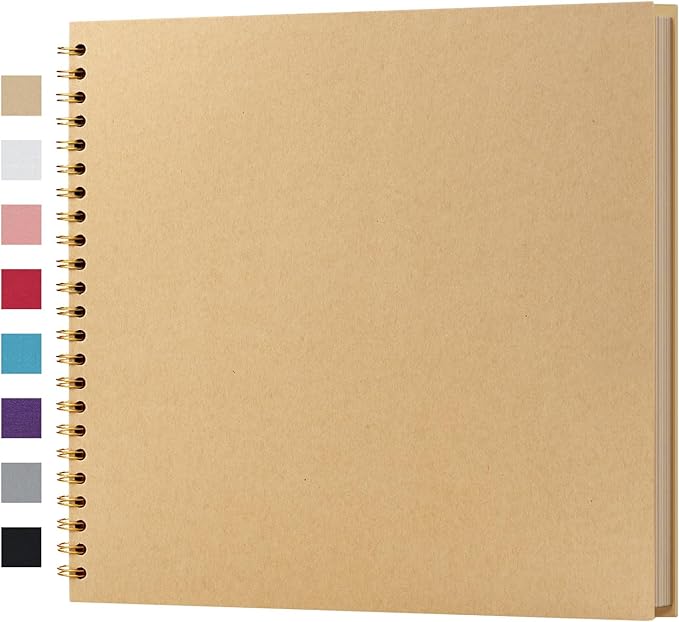 potricher 12 x 12 Inch DIY Scrapbook Album 40 Pages Hardcover Kraft Paper Scrap Book Photo Albums Memory Book for Wedding and Anniversary Family (Yellow, 12 Inch)