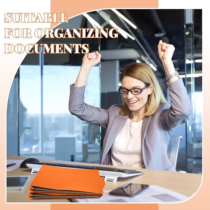 Skyygemm 36 Pcs Classification Folders Letter Size, 2 Pocket Dividers Pressboard File Folder with Fasteners, Expanding File Organizer Bulk for Teachers, Clergy, Office, Church, Christmas (Orange)