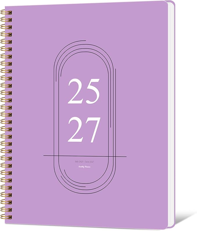 Monthly Planner 2025-2027, Simplified Monthly Calendar Planner, 24 Months Calendar, July 2025 - June 2027, 8.5" * 11", Waterproof Cover with Spiral Bound, for Office, School - Purple