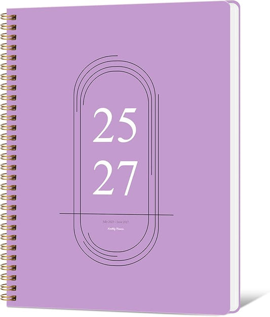 Monthly Planner 2025-2027, Simplified Monthly Calendar Planner, 24 Months Calendar, July 2025 - June 2027, 8.5" * 11", Waterproof Cover with Spiral Bound, for Office, School - Purple
