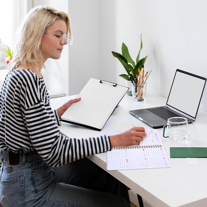 Undated Weekly Planner with Habit Tracker, 52 Weeks To Do List Notebook A5 Weekly Goal Planner with Spiral Binding & Stickers Home Work School Supplies for Women Girls 8.2" x 5.7" - Pink