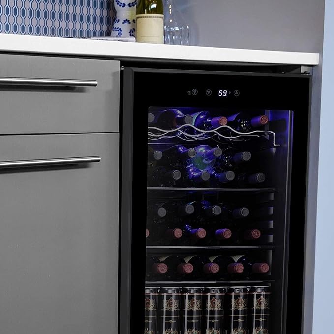 Antarctic Star 36 Bottle Wine Cooler/Cabinet BeverageRefrigerator Small Mini Wine Cellar Beer Soda Bar Fridge Quiet Operation Compressor Adjust Temperature Freestanding Black, 4.4 Cu. ft